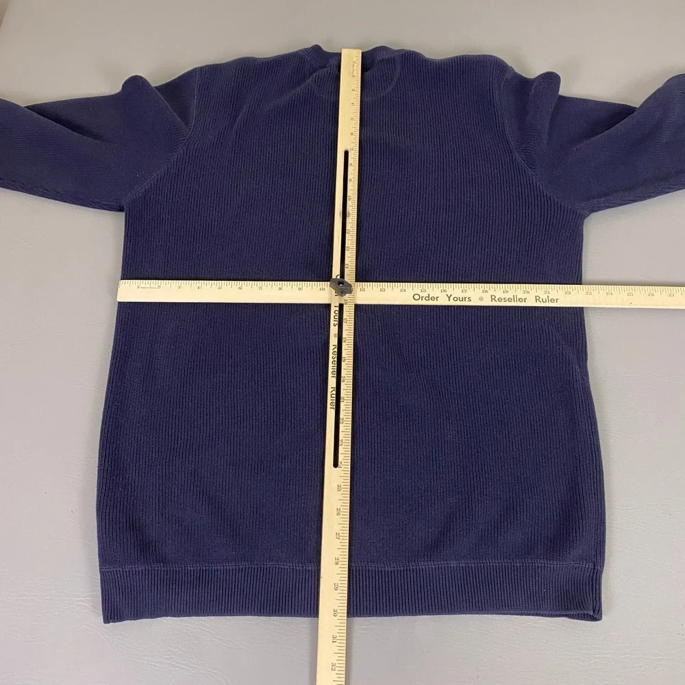 Eddie Bauer Sweater Mens XL Tall Blue Ribbed Knit Pullover Crew Neck 100% Cotton - Picture 6 of 9